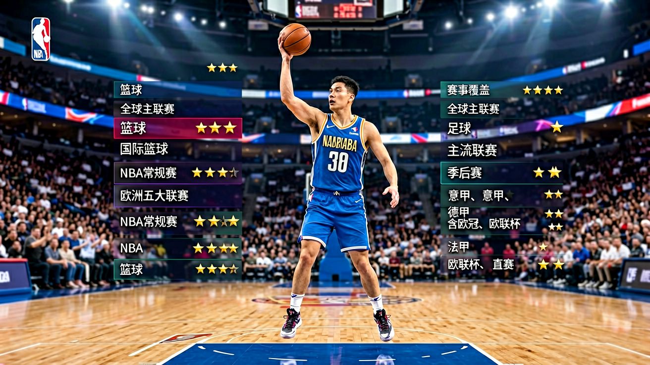 NBA篮球赛场场景，展示球探比分网篮球赛事数据覆盖